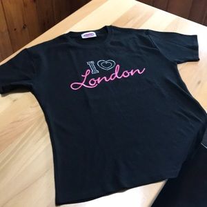 Size L Black Cotton Tee “I Love London” by Glorious Britain